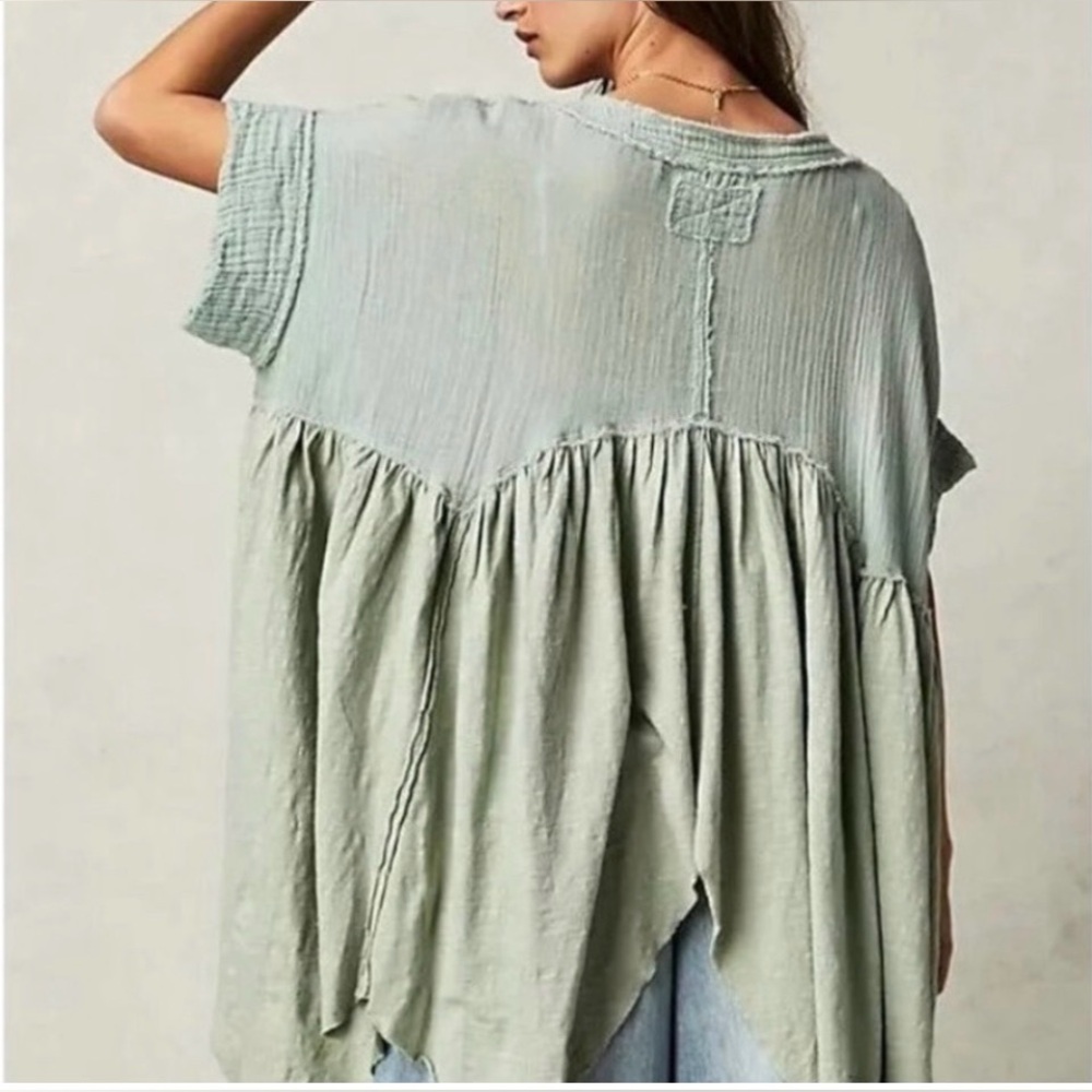 Free People Sage Sugar Rush Babydoll top Small NWT - Picture 2 of 6